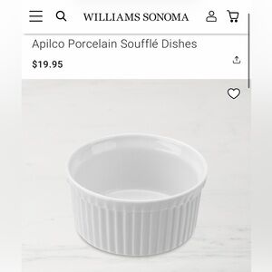 Apilco White Porcelain Soufflé Dish - set of 6